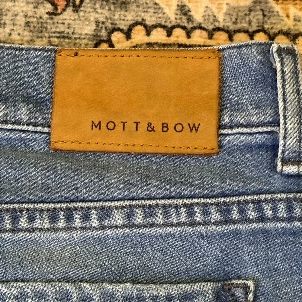 Mott & Bow Mens Slim Fit Straight Jeans Medium Wash Blue Denim W36 L32 Stretch